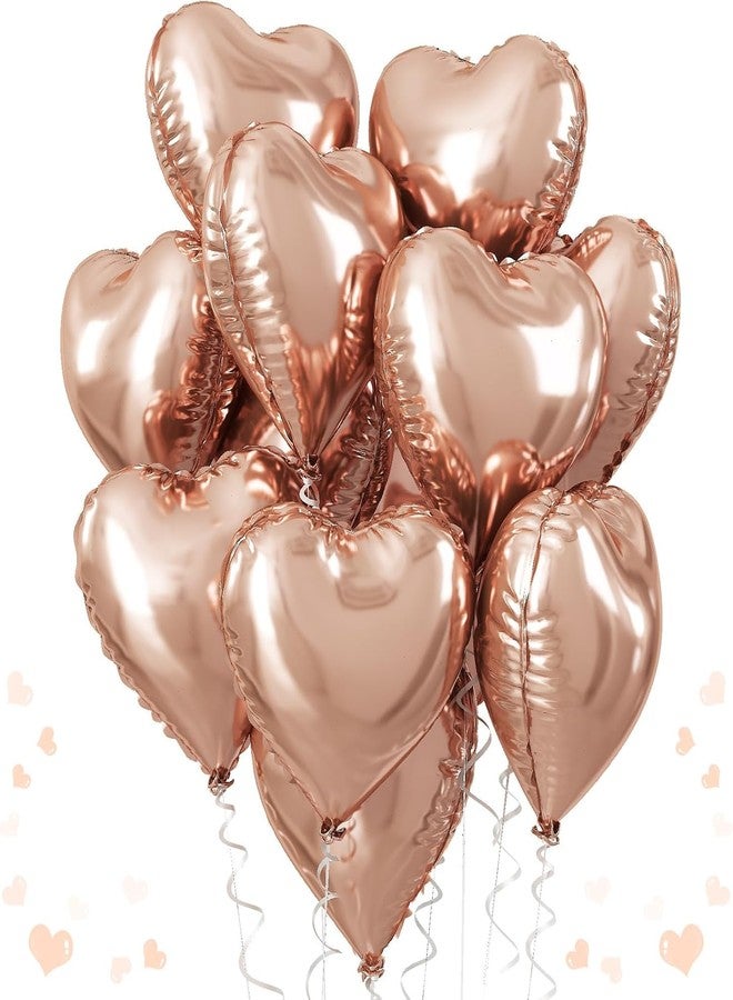 AMFIN® (Pack of 5) 18 Inch Rosegold Heart Shaped Balloons, Heart Shape Balloons for Decoration, Rosegold Heart Balloons for Decoration, Rosegold Heart foil Balloons, Valentine Balloons - Rosegold - Image 1